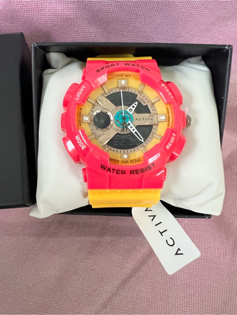 NEW Activa by Invicta Men's Sport Watch - Pink and Yellow Water-Resistant